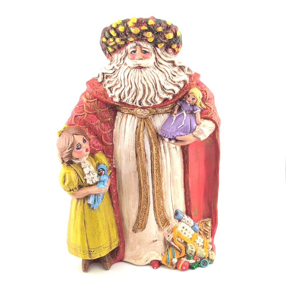 Vintage Gare Renaissance Santa with Girl Ceramic Figurine #2504 Hand Painted